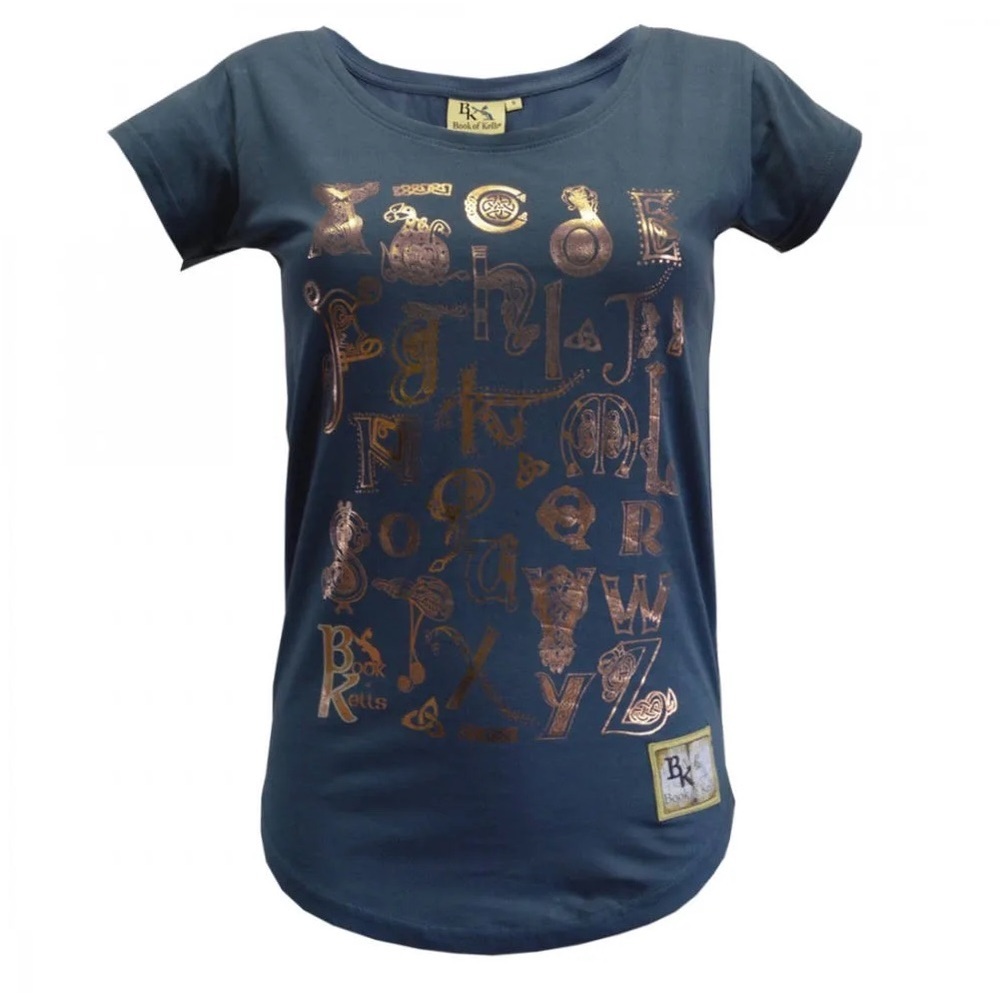 Book of Kells Foil Celtic Knot Alphabet T-Shirt